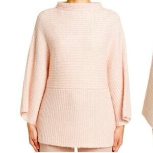 St. John Dolman Sweater Women XS Blush Pink EUC Mock Neck Metallic Mohair Knit